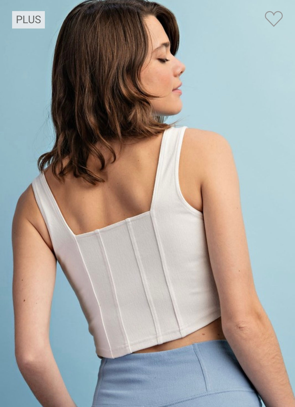 COTTON STRECH TWILL SQUARE CROP TOP-NATURAL