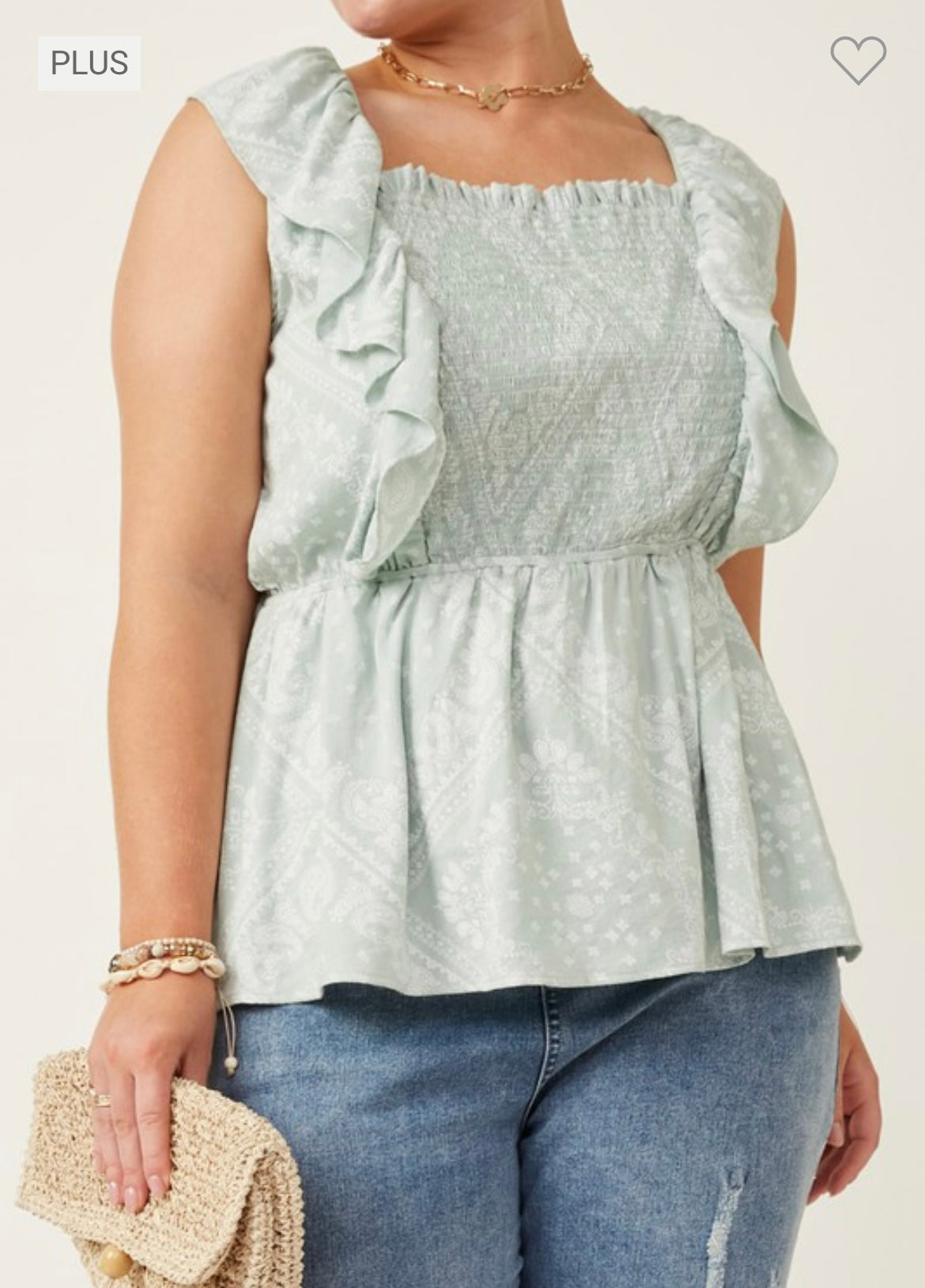 BOHO SMOCKED RUFFLE TANK