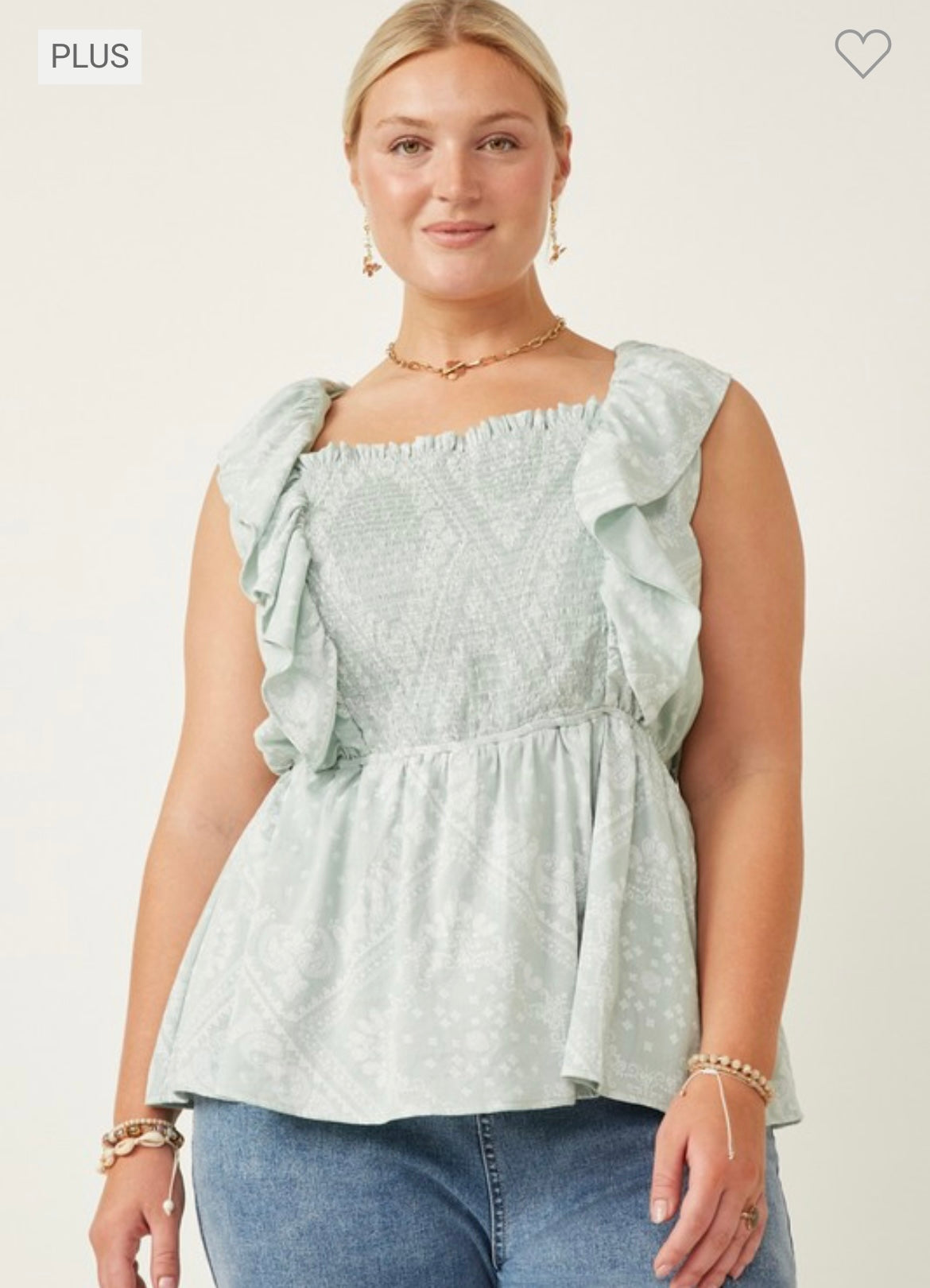 BOHO SMOCKED RUFFLE TANK