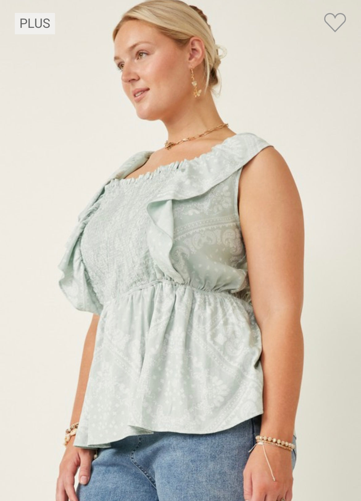 BOHO SMOCKED RUFFLE TANK