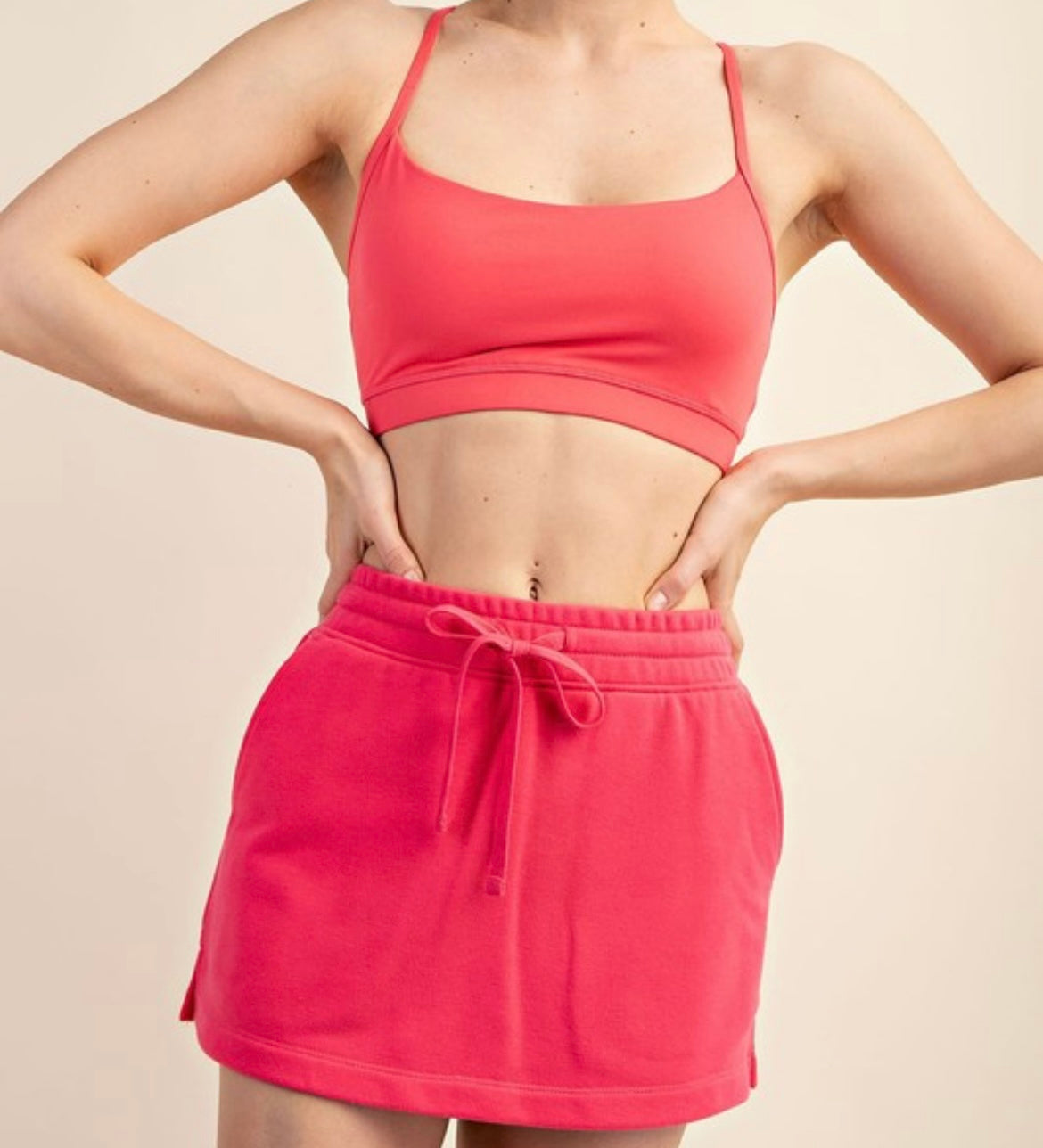 FLAMINGO PINK FRENCH TERRY SKORT