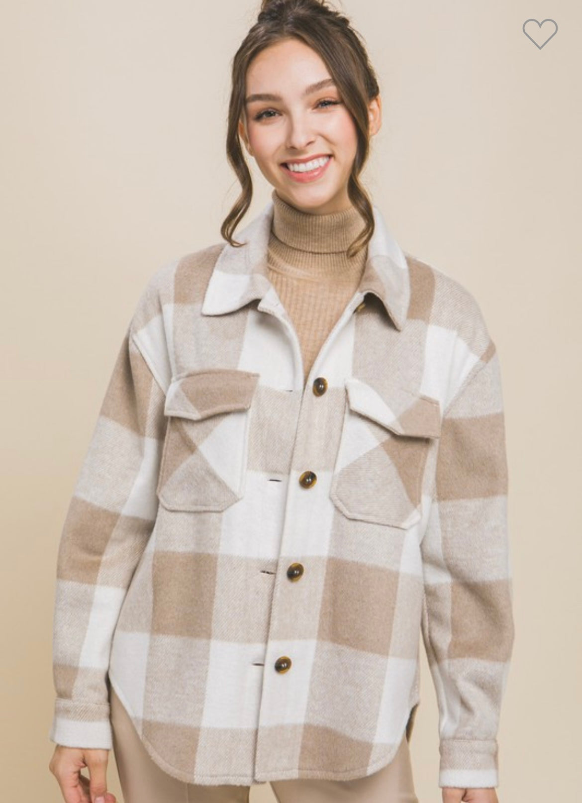 KHAKI PLAID SHACKET