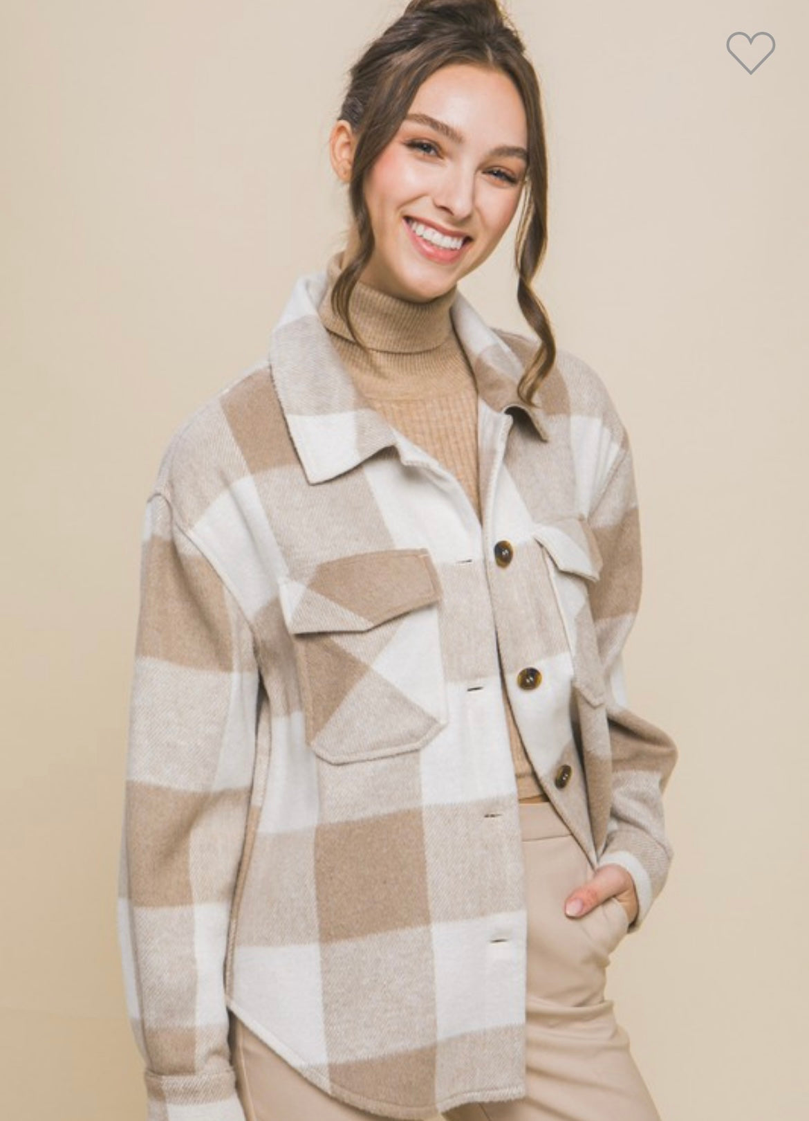 KHAKI PLAID SHACKET