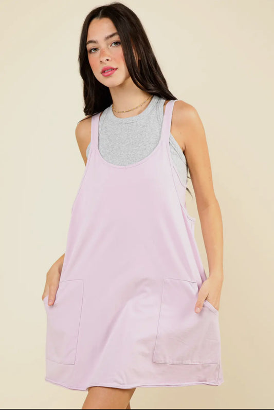 MINERAL WASHED COMFY KNIT MINI DRESS-ORCHID