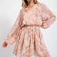 NATURAL ROSE SMOCKED BUBBLE SLEEVE DRESS