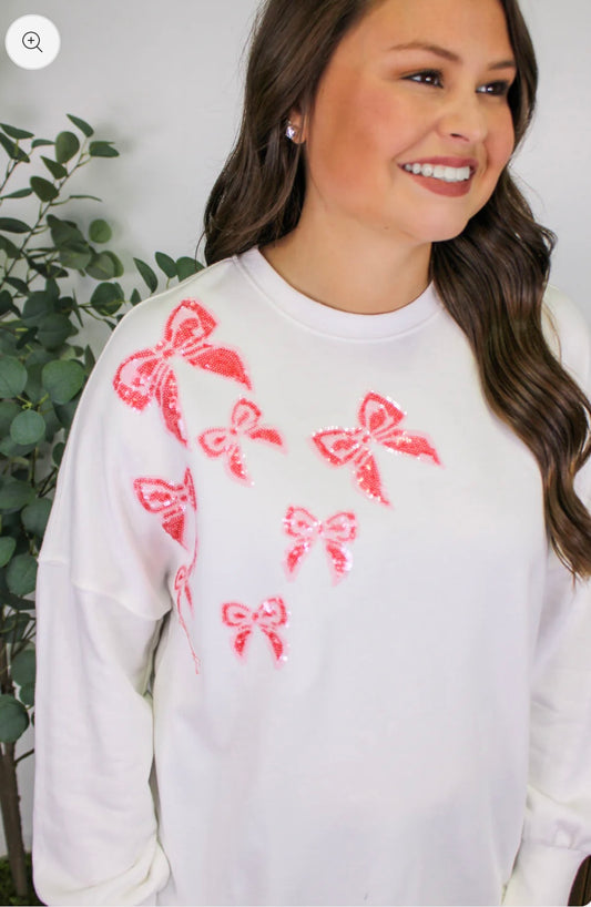 SEQUIN BOW PULLOVER