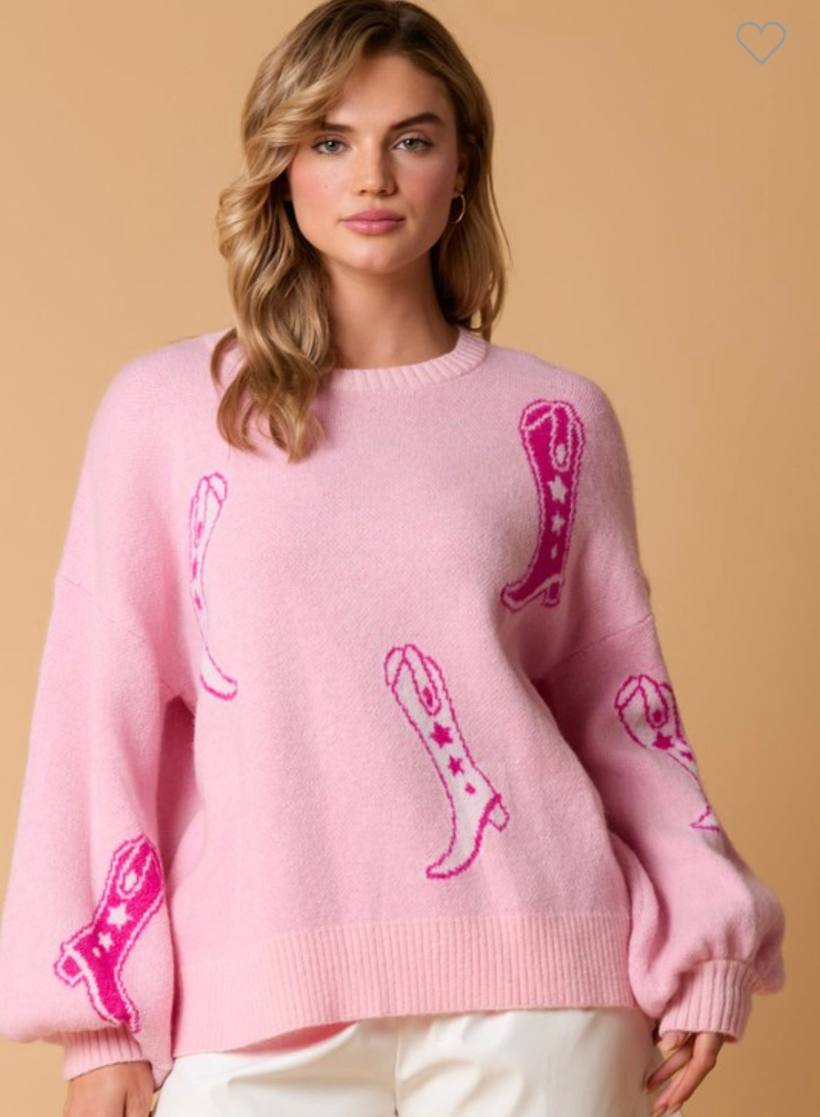 Pink Western Boot Sweater