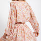 NATURAL ROSE SMOCKED BUBBLE SLEEVE DRESS