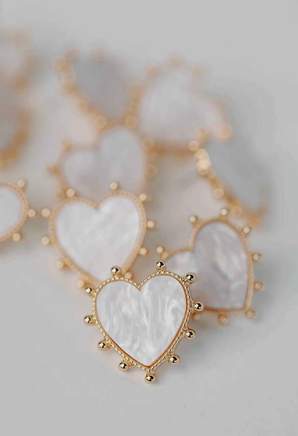 Gold Studded Pink Tortoise Heart Earrings