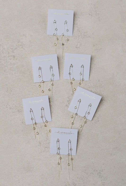 Gold and Crystal Minimalist Duster Drop Earrings