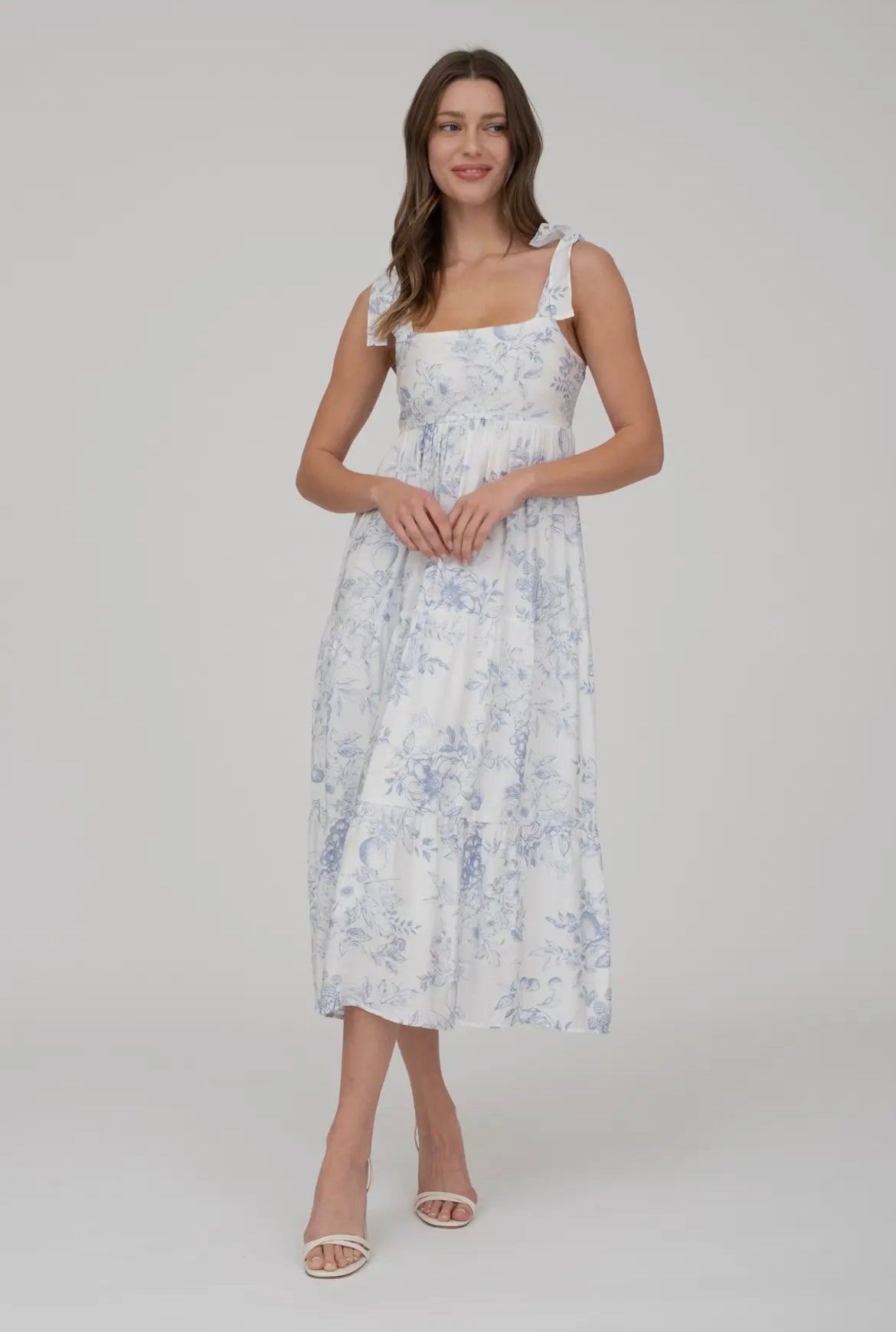 Toile Tiered Midi Dress