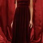 BURGUNDY VELVET MIDI DRESS