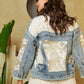 FLORAL EMBROIDERED LACE DENIM JACKET