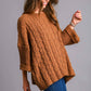 CAMEL CABLE KNIT SWEATER