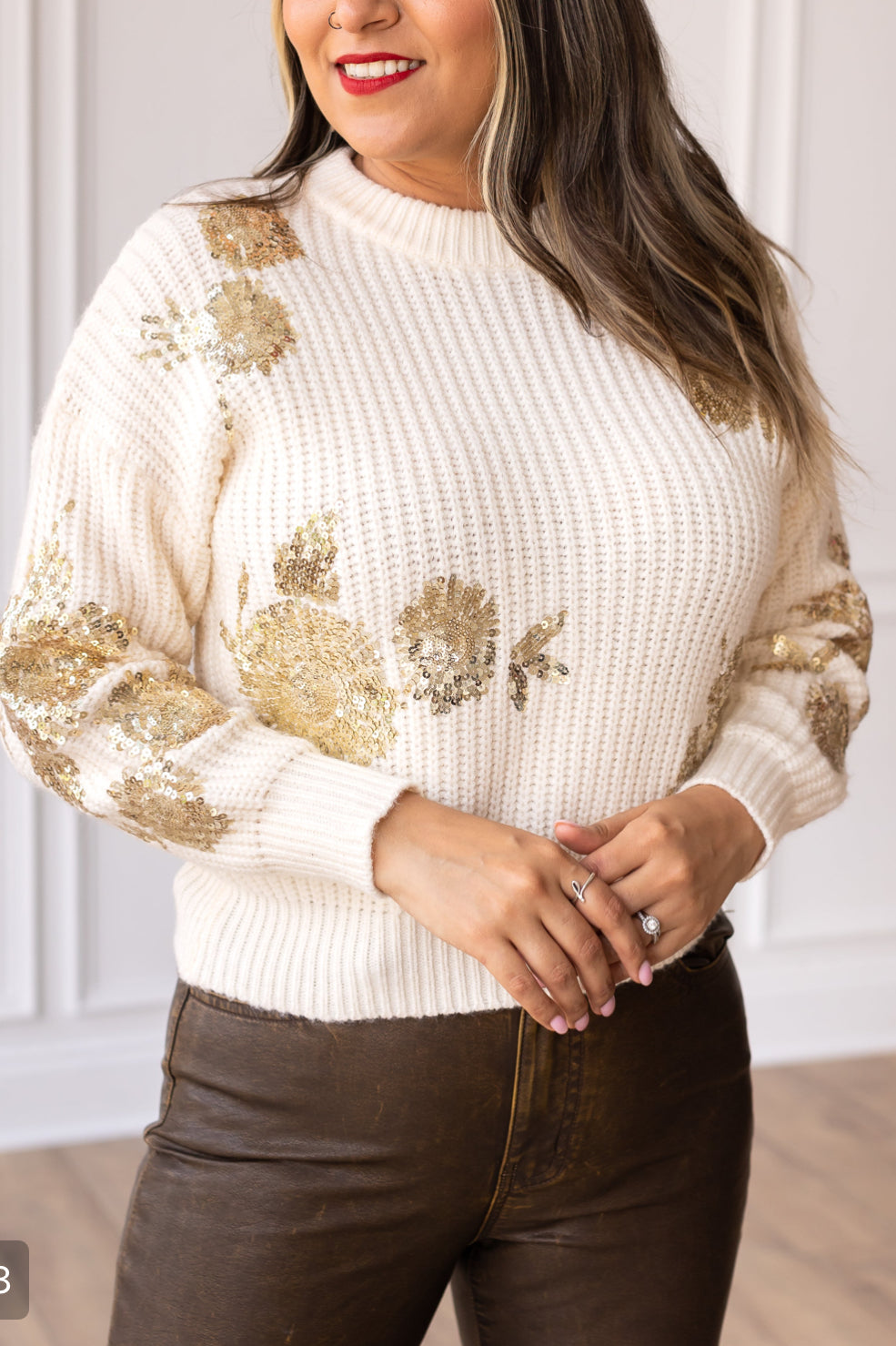 Champagne Garden Sweater in Ivory