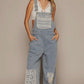 Crochet Patchwork Detail Casual
Denim Overalls