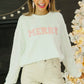 MERRY WHITE SWEATSHIRT WITH SEQUIN SLEEVES