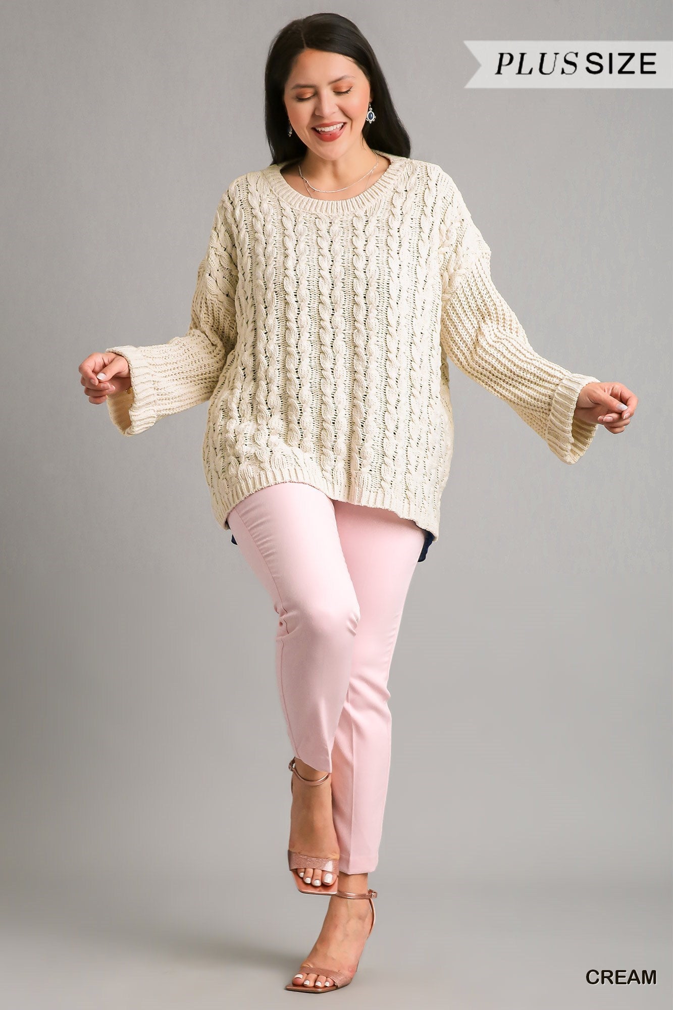 CREAM CABLE KNIT SWEATER