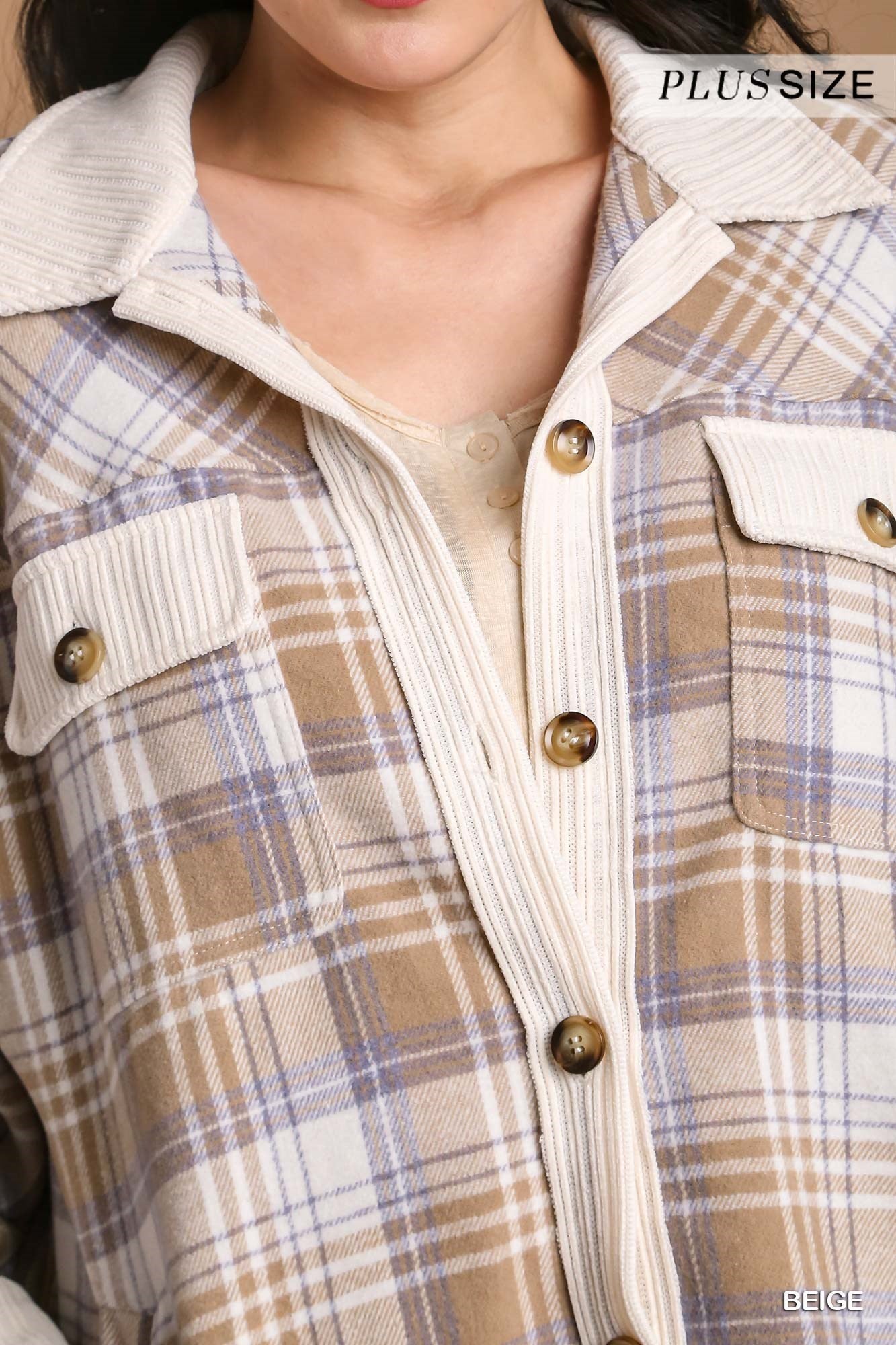 BEIGE PLAID SHACKET